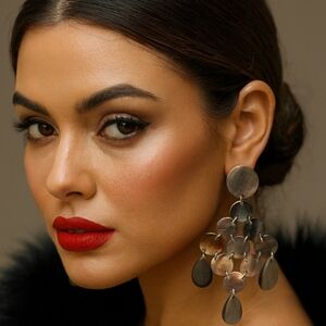 VICTORIA HAYMAN Gray Shell Chandelier Earrings – Mother-of-Pearl Dangles